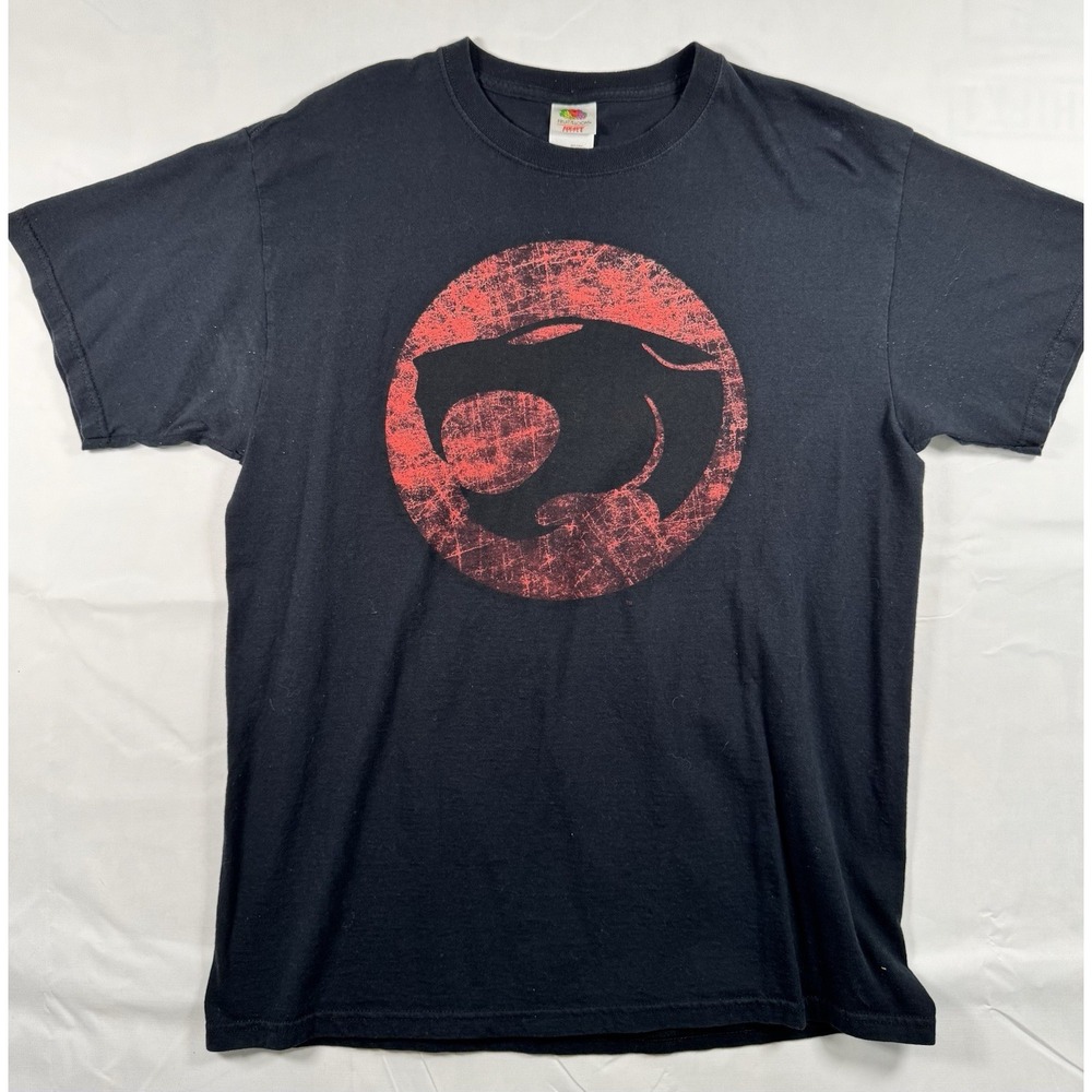 Y2K Thundercats Distressed Logo Graphic T-Shirt Black Mens Large FOTL
